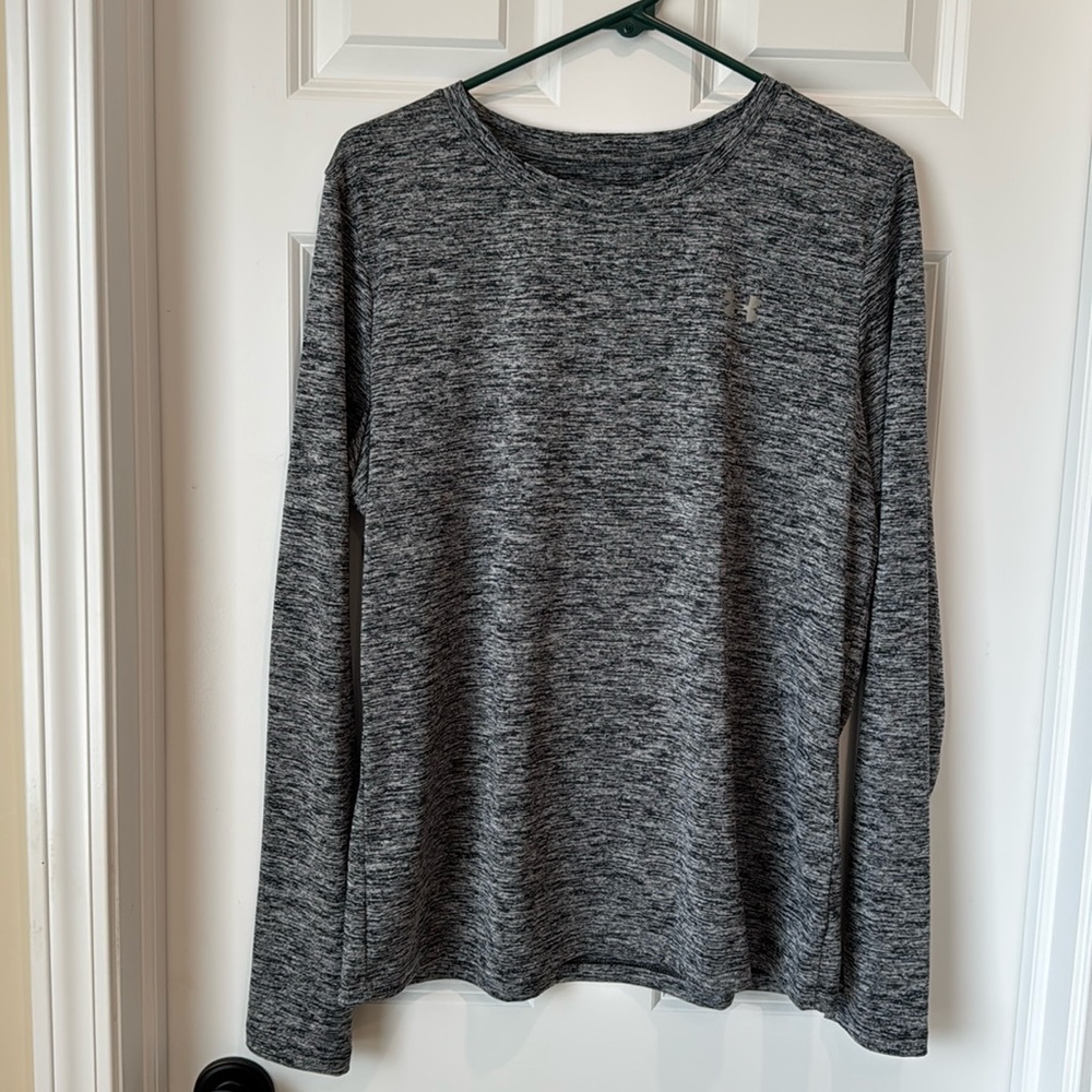 Under Armour Heat Gear Long Sleeve Pullover T Shirt - Black‎ Heathered - XL